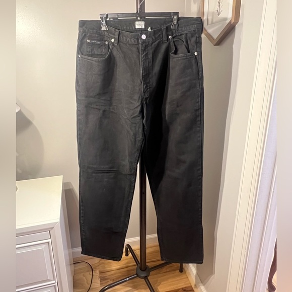 VTG 90s Calvin Klein Black Wash Jeans Men's 38 (38x34) Easy Fit Zip Fly - Picture 1 of 6